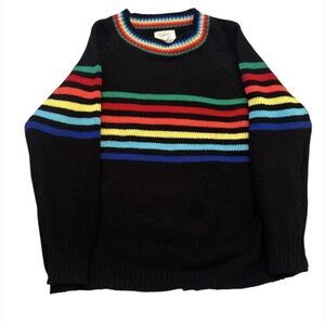 Fantastic Fawn Sweater‎ With Rainbow Stripes size M Multicolor